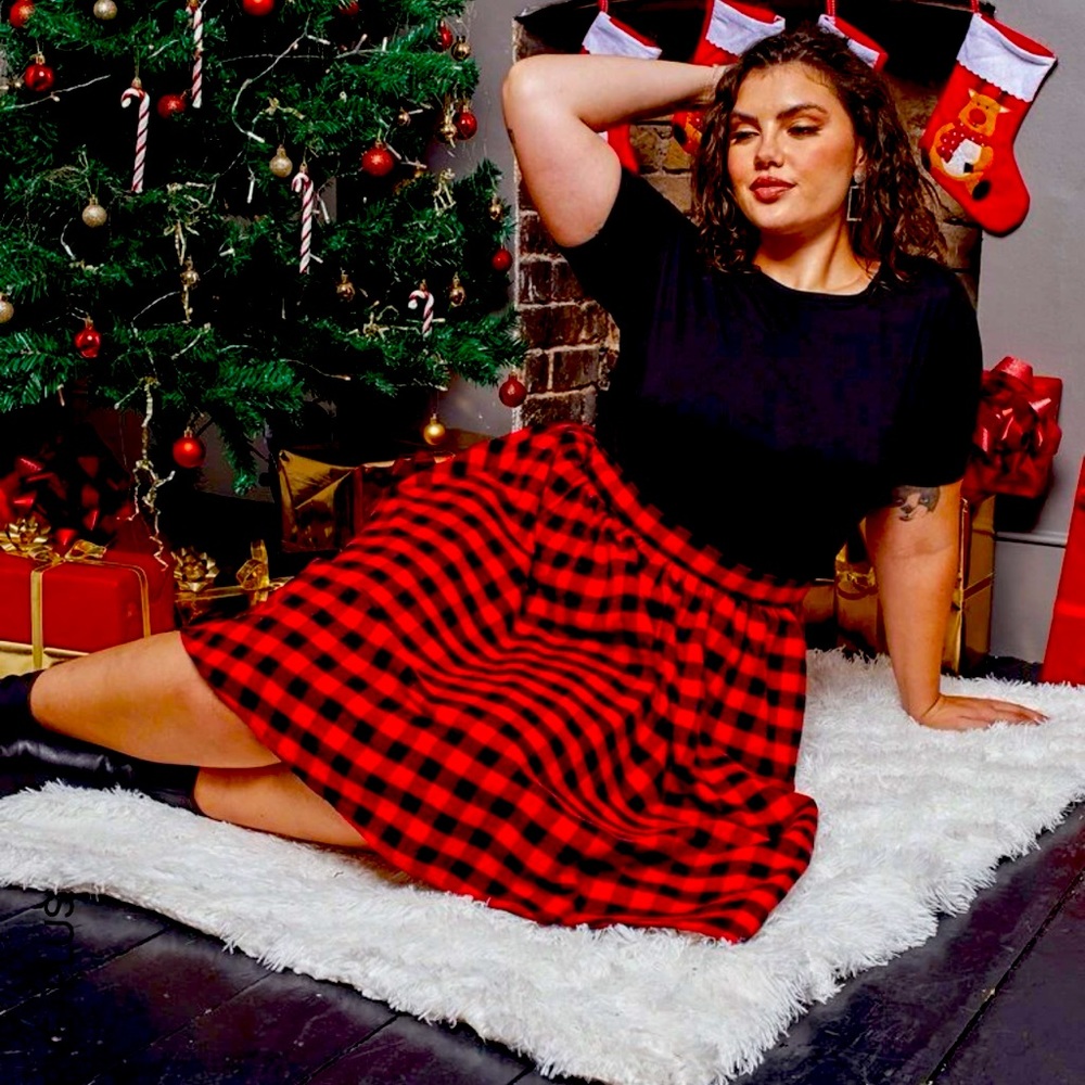 Print Skirt Red and Black